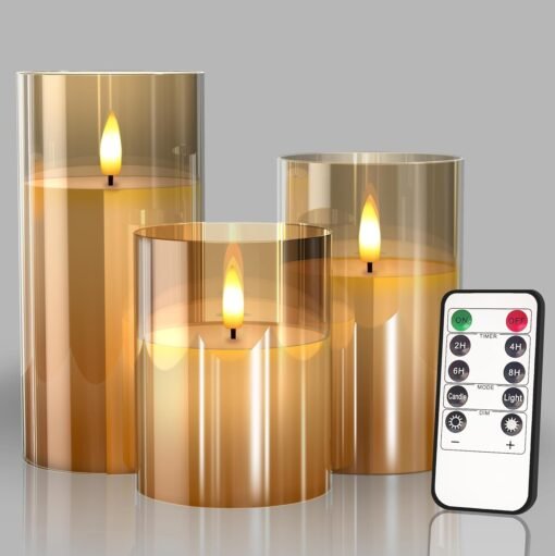 Glass Battery Operated LED Flameless Candles